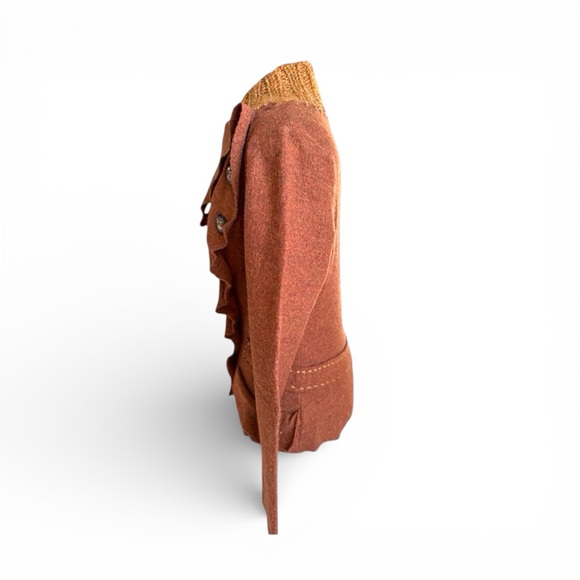 Anthropologie Burnt Orange and Gold Cowl Neck Sweater - Picture 4 of 8